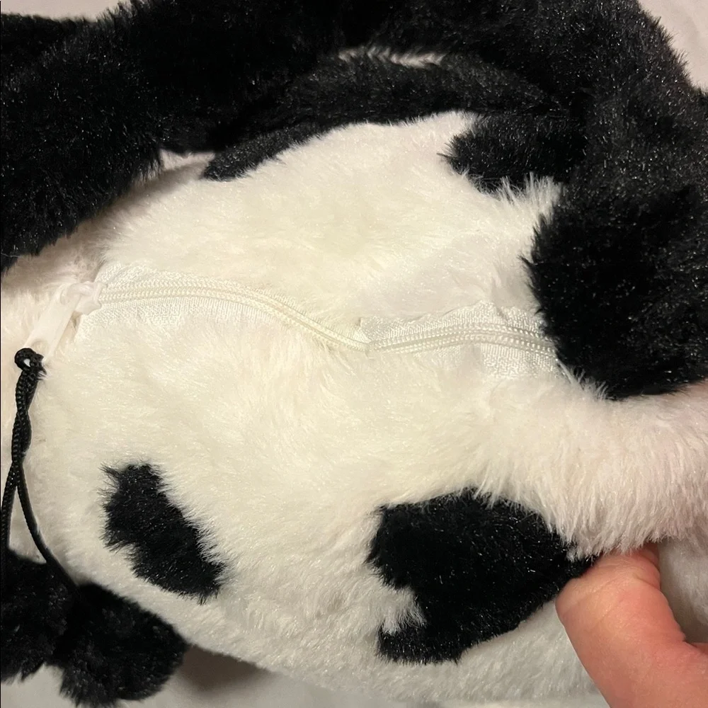 HOPEARL MUSICAL GLOW IN THE DARK LIGHT UP COW PLUSH HANDBAG STUFFED ANIMAL